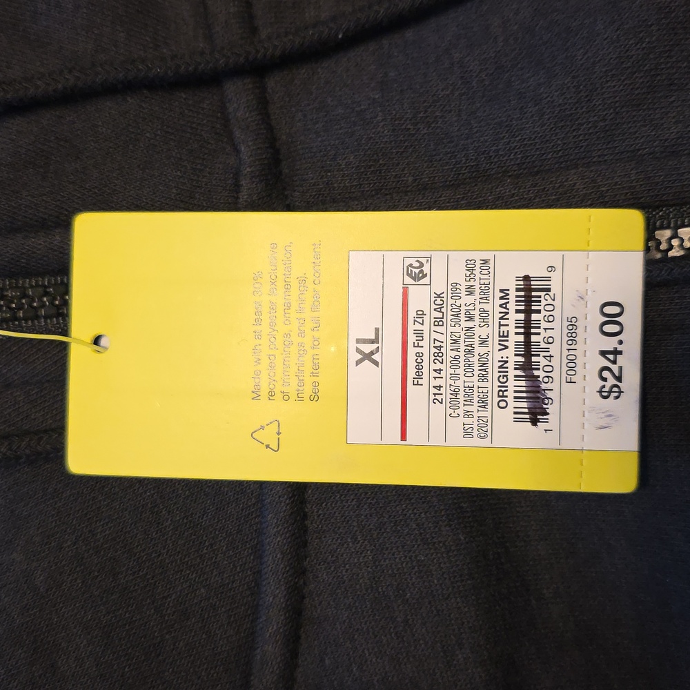 NWT All In Motion Women's Black Fleece Full Zip Hoodie Sweatshirt - Picture 9 of 10